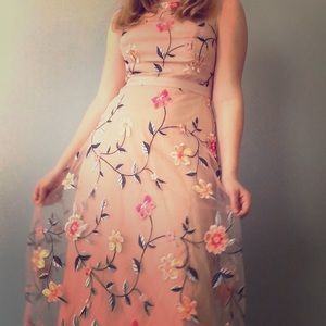 Long mesh flower dress